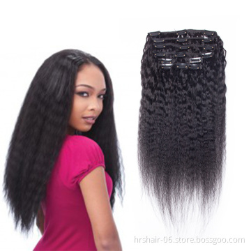 Cheap kinky straight hair weave 100 percent indian remy human hair clip in hair extension